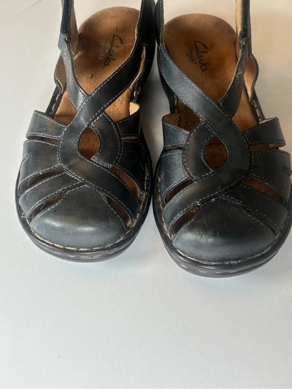 Clarks Bendables Ina Charm Women's Black Leather Strappy Slingback Sandals